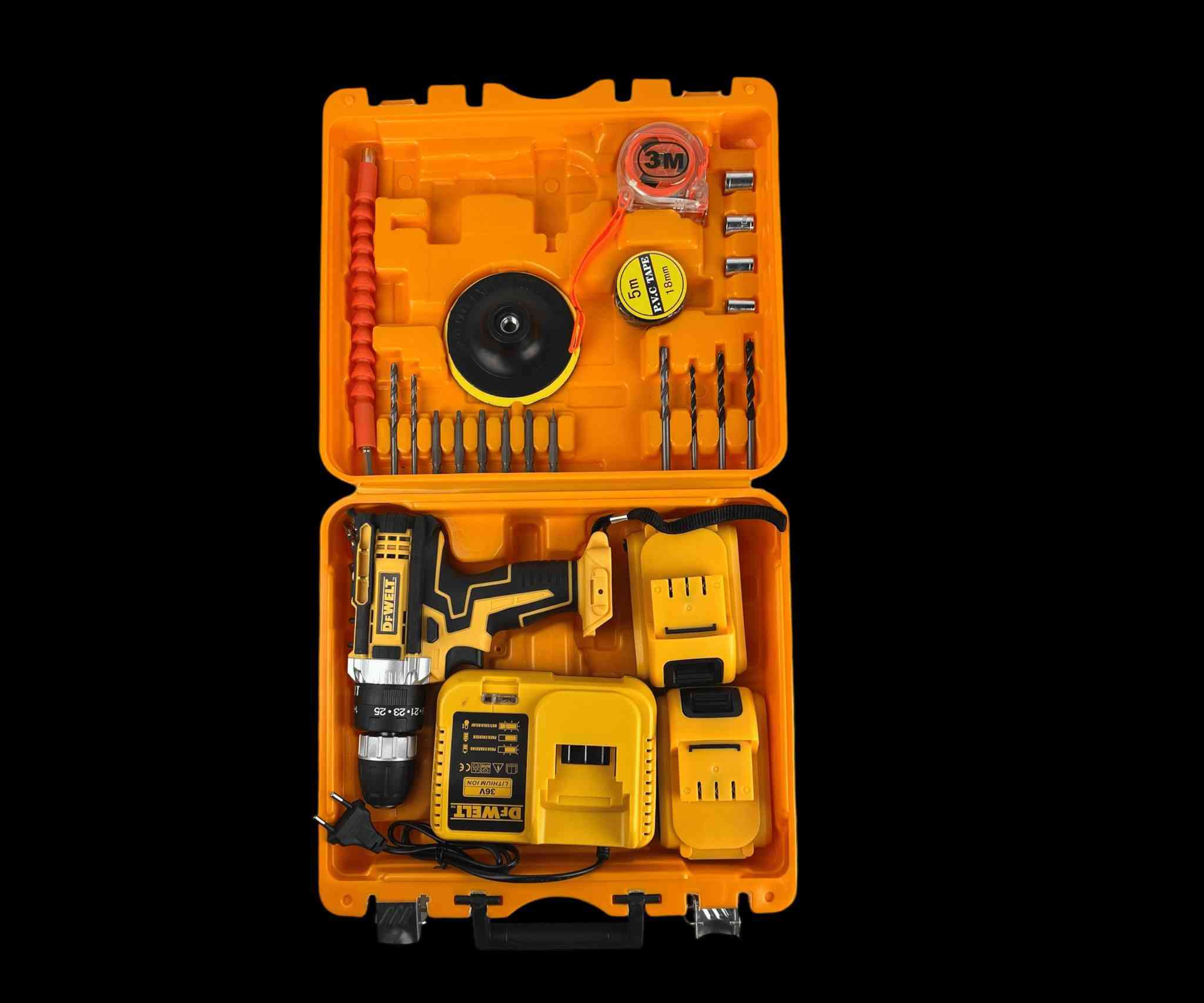 36 دريل شحن + طوبة بلاستيك + عدة عمل

الميزات:

تصميم عملي ومميز سهل الاستخدام

ذو سرعة عالية تصل الى -350  0-1350  دقيقة

قطعة مختلفة الاستخدام مع سهولة في التركيب

راس دريل من البلاستيك القوي

2 بطاريات قابلة لاعادة الشحن

جهد البطارية: 36V

سعة البطارية: 2.6 مللي امبير

شاحن كهربائي خاص للبطارية

حقيبة من البلاستيك مصممة لخزن جميع القطع

مكان علوي مخصص لجمع وتخزين القطع

هيكل الخارجي للدريل من البلاستيك القوي مصصم خصيصا ليناسب استخداماته

ابعاد المنتج: الارتفاع 17  العرض 4  الطول 20 سم

طول السلك الكهربائي: 50 سم

الوزن: 1.1 كيلوغرام

الملاحظات:

لم يتم ذكر المنشا

لم يتم ذكر ساعات الشحن والاستخدام (سعر45الف رقم ***********
