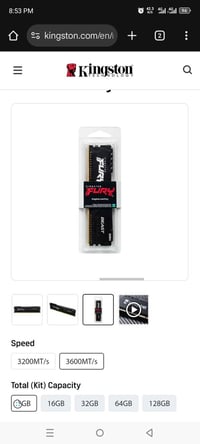 كينغستون فيوري بيست • DDR4 ٣٦٠٠ميجاهرتز • حتى١٢٨جيجابايت