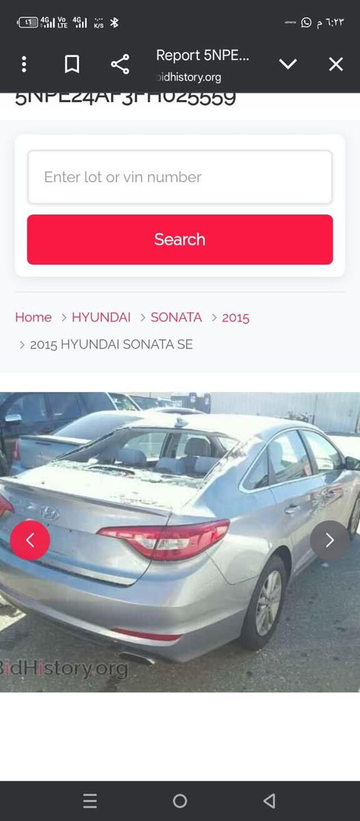 السلام عليكم
من رخصت الادمن 
سوناتا مديل 2015
وارد امريكي 
صور الضرر مرفقه بلمنشور 
رقم اربيل جديد 
صبغ جملقات خلفيه 
السعر 123
***********
بصره شط ألعرب
