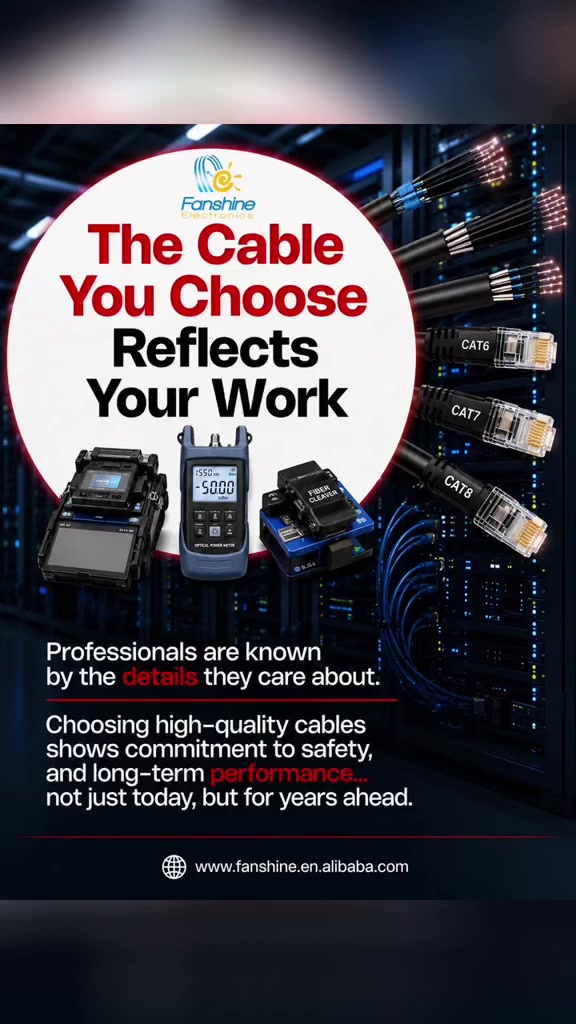 The Cable You Choose Reflects Your Work ⚡

At Fanshine Electronics, we believe quality is more than a product — it’s a commitment to performance, safety, and reliability.

From Fiber Optic Solutions to CAT6 / CAT7 / CAT8 Network Cables, we deliver strong connections built for professionals who care about every detail.

✅ High-Speed Performance
✅ Durable Materials
✅ Stable & Reliable Connection
✅ Professional Fiber Optic Tools & Solutions

Built for today. Designed for the future.

#Fanshine #FanshineElectronics #FiberOptic #Networking #CAT6 #CAT7 #CAT8 #DataCenter #NetworkSolutions #FiberCable #StructuredCabling #Telecom #Technology #ServerRoom #ProfessionalQuality


**إذا كنت صاحب هذا الإعلان وتريد حذفه لأي سبب، رجاءا أرسل رسالة إلى الدعم الفني**