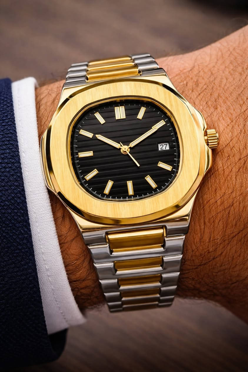 patek philippe(كوبي ماستر) 
ساعات وقت+تاريخ لون فضي ذهبي معدن قوي ستانليس ستيل وزن ثقيل مينا اسود قفل فراشة
السعر:-25 ألف مع التوصيل
 #ساعات


**إذا كنت صاحب هذا الإعلان وتريد حذفه لأي سبب، رجاءا أرسل رسالة إلى الدعم الفني**