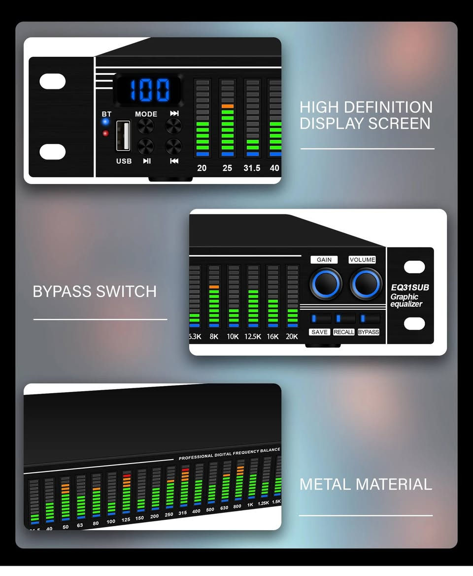 EQ31SUB Digital Equalizer
هو جهاز معالجة صوتية احترافي مصمم لضبط منحنى استجابة التردد للإشارات الصوتية. يعمل على معالجة عيوب مكبرات الصوت ومجالات الصوت، وتعديل مصادر الصوت المختلفة، وتوفير إعدادات خاصة لتحسين جودة الصوت. يتميز هذا المعادل بشاشة عرض طيفية مكونة من 31 جزءًا، وخاصية تقليل الضوضاء التلقائية، وشريحة معالجة الإشارات الرقمية عالية الأداء، مما يجعله مناسبًا لتطبيقات متنوعة، بدءًا من الترفيه المنزلي وصولًا إلى العروض المسرحية الاحترافية.


**إذا كنت صاحب هذا الإعلان وتريد حذفه لأي سبب، رجاءا أرسل رسالة إلى الدعم الفني**