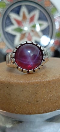 خاتم فضة • فضة نقية • ياقوت نجمي