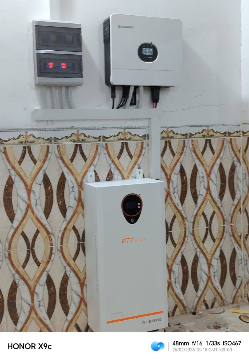 اليوم الخميس الموافق 26/02/2026
تم بعون الله إكمال نصب  وتشغيل منظومة  للطاقة الشمسية في #قضاء #مندلي 
تجهز 20 أمبير نهارا  16 أمبير ليلا وتتكون المنظومة من:-
1-ألواح شمسية عدد 10 قدرة اللوح الواحد 640 واط
2- بطارية نوع ليثيوم قدرتها 15 كيلو واط
3- أنفيرتر  قدرته 6 كيلو واط
4- بورد خاص بالمنظومة متكامل الحماية
5- هيكل حديد مغلون مقاوم للصدا
#ملاحظه: لانعمل ببطاريات التجميع الرديئة

بإدارة عمر ياسين 
وحسن سالم
للأستفسار أكثر الأتصال او مراسلة الأرقام  التالية. ‏
***********
***********
