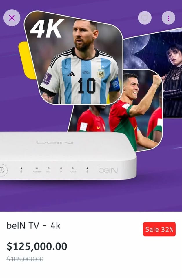 Bein 4k للبيع

السعر 75

***********
