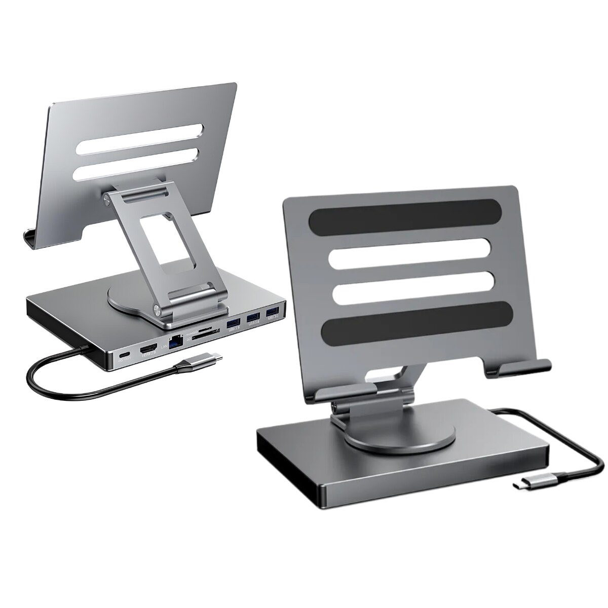 هذا المنتج هو حامل محطة إرساء (Docking Station) من الألومنيوم قابل للتعديل للأجهزة اللوحية والمحمولة. 
يتميز بقدرته على الدوران بزاوية 360 درجة وسرعة نقل بيانات تصل إلى 5 جيجابت في الثانية.
يحتوي على تصميم مزدوج الطي لسهولة الحمل وتصميم مفتوح للمساعدة في تبديد الحرارة.
قابل لتعديل الارتفاع ومناسب لأنظمة التشغيل Windows، وMac OS، وLinux، وAndroid.


**إذا كنت صاحب هذا الإعلان وتريد حذفه لأي سبب، رجاءا أرسل رسالة إلى الدعم الفني**