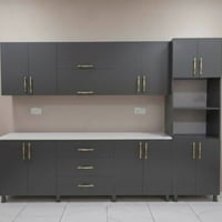 كاونتر خشب • أرضي ونص مع فاترينا • سنك مرمر