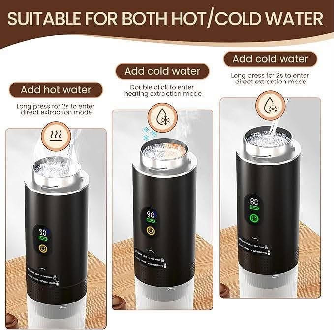 هذه محضرة قهوة إسبريسو محمولة (Portable Espresso Maker) موديل KF-JN-02.متعددة الاستخدامات (3 في 1): تدعم كبسولات نسبريسو (أو الكبسولات المتوافقة) والقهوة المطحونة.تسخين تلقائي: تحتوي على نظام تسخين داخلي للماء (عند استخدام ماء بارد) وتستغرق حوالي 3-4 دقائق للتسخين.ضغط قوي: تصل قوة الاستخلاص إلى 15-20 بار لضمان الحصول على كريمة غنية وطعم أصيل.سهلة الحمل: تصميم مدمج وخفيف الوزن، مما يجعلها مثالية للسفر، العمل، أو السيارة، وتشحن عبر كابل USB


**إذا كنت صاحب هذا الإعلان وتريد حذفه لأي سبب، رجاءا أرسل رسالة إلى الدعم الفني**