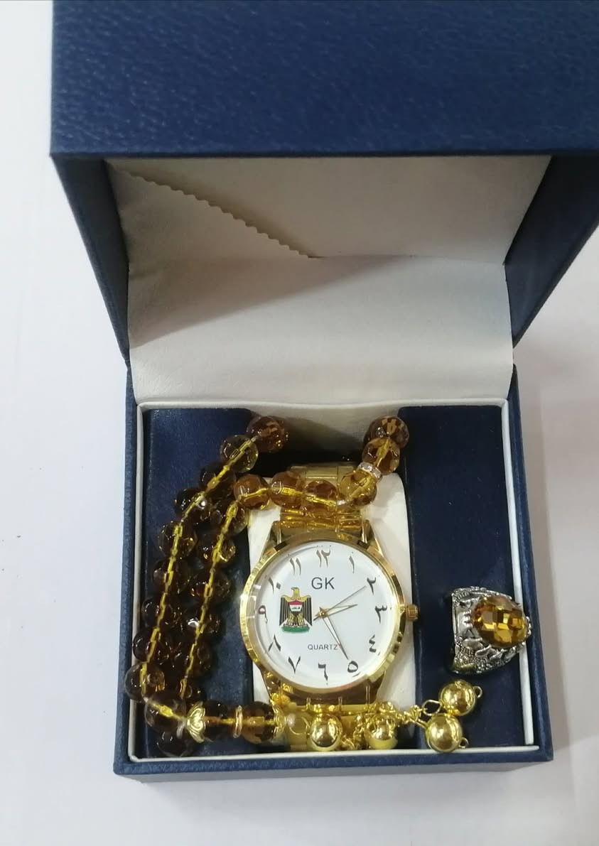 توفر لدينا 
بكج هدايا رجالي
هذه مجموعة هدايا رجالية تتكون من ساعة بعقارب ذات إطار ذهبي وسوار معدني، مع سبحة وخاتم مطابق.


**إذا كنت صاحب هذا الإعلان وتريد حذفه لأي سبب، رجاءا أرسل رسالة إلى الدعم الفني**