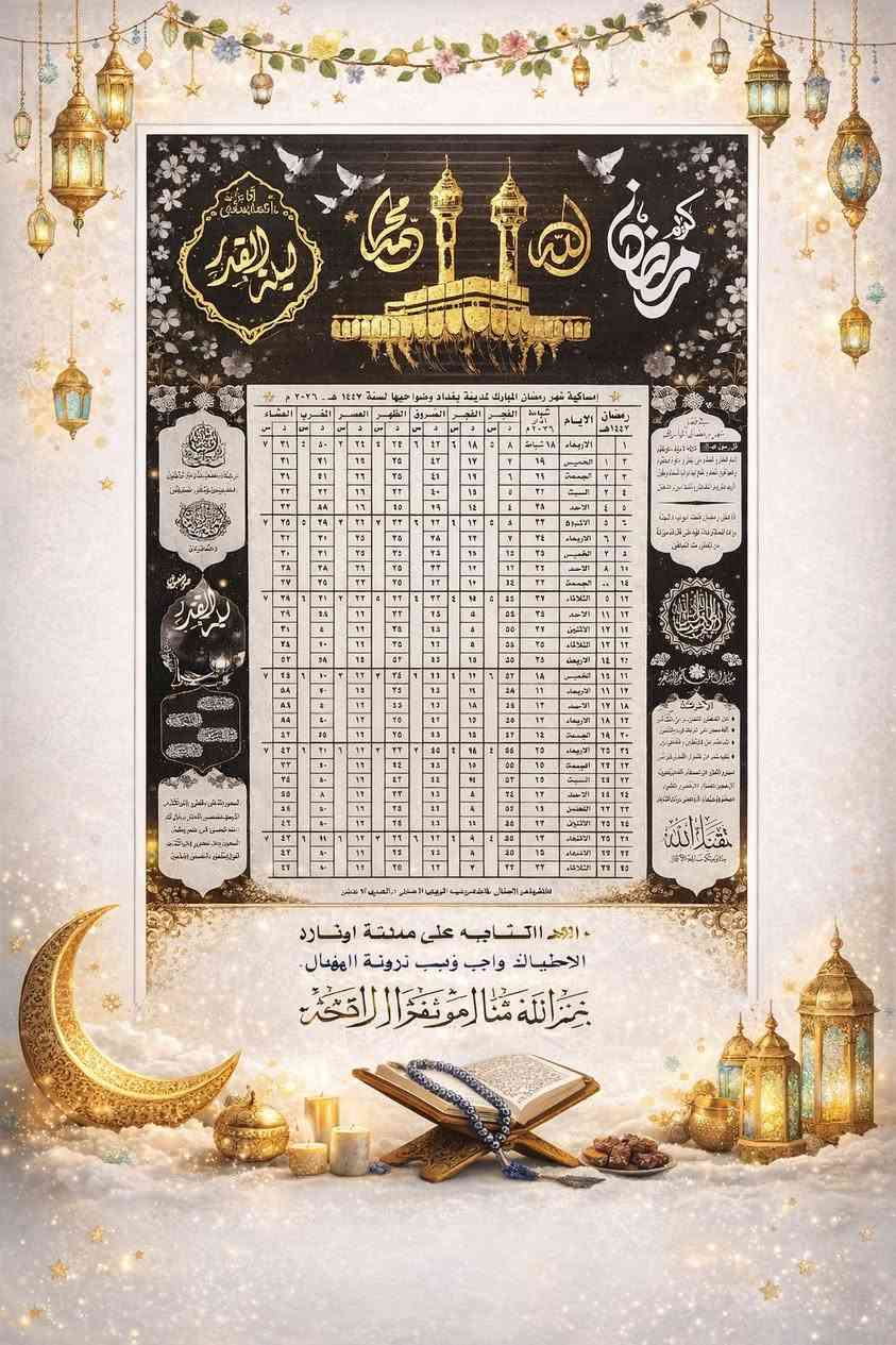 على بركة الله توفرت لدينا امساكيات شهر رمضان المبارك
2️⃣0️⃣2️⃣6️⃣_1️⃣4️⃣4️⃣7️⃣
مع طباعة اسم المرحوم او بدون طباعة

للطلب والاستفسار:***********

التوصيل / 5000فقط

جملة_ ومفرد
@إشارة
