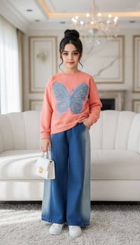 ملابس بنات • تيشيرت وبنطلون • ٦-١٢ سنة