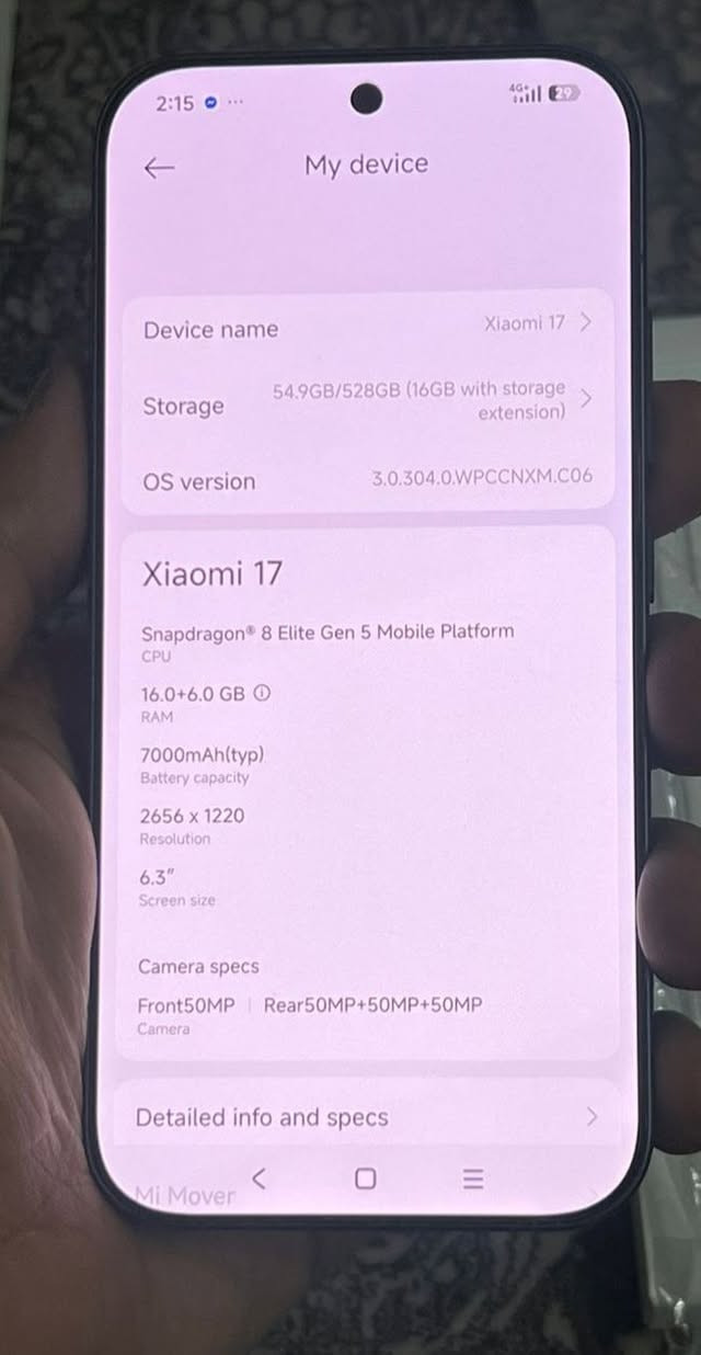 Xiaomi 17 5g
ڤێرشن چاینا 
سعرێک خوار هەمو بازار 
تەنها ٧٩٩هەزار قوفل
خاوێنی سەدا ٩٩
نزیک ٥٠٠ هەزار هەرزانترە لە گلۆبال 
رام ١٦
٥١٢
کامل ئەشیا
+3 کەڤەر
دوو سیم
باشترین پرۆسێسەری جیهان
snapdragon 8 elite gen5 
camera 60x zoom
+ 6 years update+ 2year scurity
لەهەرچی دەتەوێ یەکەمە 
بچوکو خۆش دەست 
باشترین پاتری ٧٠٠٠
١٠٠ وات
زەمانی دارو درەخت 
ناونیشان هەولێر 
گەیاندن هەیە 
*********** أربيل, العراق
