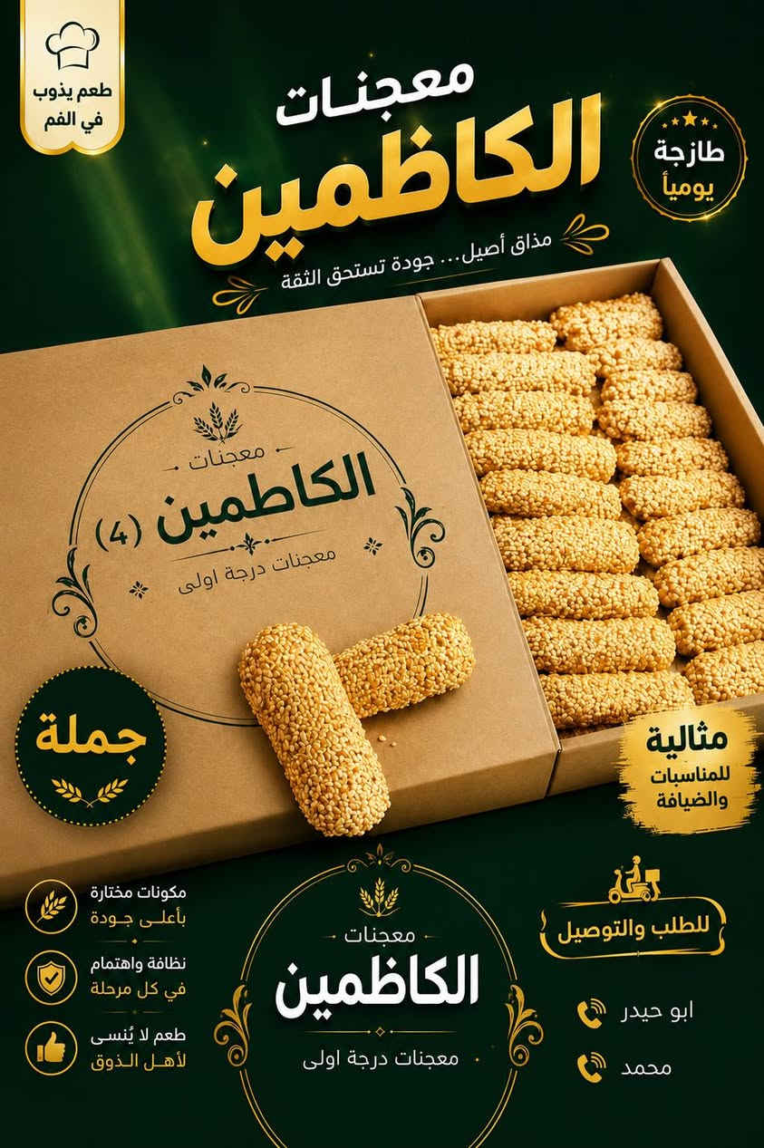 سلام عليكم وصلني كعك درجه اولى شرط الطعم وزنه 5كيلو ركز زين بس ب 13الف وتوصيل مجاني داخل سامره تجهيز محلات ***********
