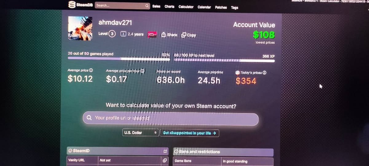 حساب ستيم للبيع السعر 100الف بي 13لعبة إلي يريد يراسلني على الواتس اب***********
