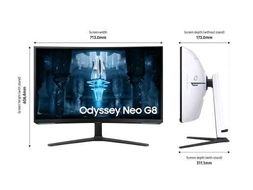 للبيع شاشة جيمنج  Samsung Odyssey Neo G8 (مستعمل نظيف جداً)
المواصفات:

​الحجم والدقة: 32 بوصة، دقة 4K حقيقية.

​معدل التحديث وزمن الاستجابة: 240Hz مع 1ms.

​التقنية: Quantum Mini LED ( HDR 2000).

​الانحناء: 1000R .

​المنافذ: تدعم HDMI 2.1 (تشغل PS5 و Xbox Series X بأعلى كفاءة 120Hz) و DisplayPort 1.4.

​الميزات: تدعم G-Sync و FreeSync Premium Pro.

الملحقات:
كيبل HD 2.0
Displiy Bort
محولة التشغيل 
ستاند معدن
و الكارتونة موجودة 
السعر:
950 و قابل للتفاوض
للعلم 
سعر  الجديد 1100 دولار يعني مليون و 650 ،و هذا استعمالة جداً قليل، و ما تحصل هيج شي 🌹

عنوان:  بغداد _ كرادة خارج،
التوصيل غير متوفر