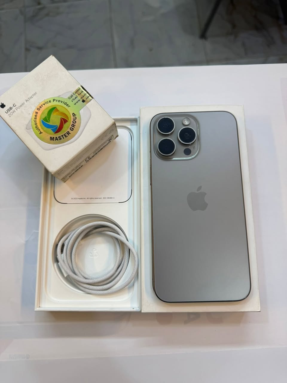 ايفون 15 برو ماكس 256 ذاكرة
بطارية 87‎%‎‎
نضافه 100‎%‎
شرق اوسط الاصلي 
ضمان ماستر
كامل ملحقات الاصلية 
شركة ماستر الاصلي 
السعر مناسب 
***********
العنوان القطاع شارع السوك مجاور عوينات الكرار 
مركز الشمس
