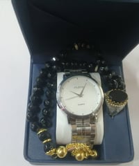 بكج هدايا رجالي • ساعة ذهبية • سبحة وخاتم