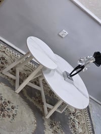 طاولة وسطية • قطعتين • خشب ورجل حديد