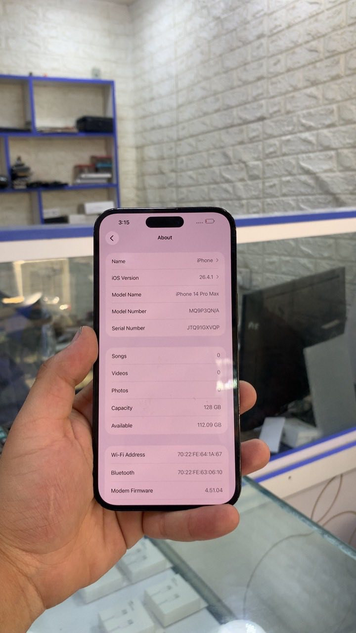 Iphone 14 pro max
ذاکرە:۱۲۸
باتری:۷٥
سعری:۳۹۹$
عينوان :اربيل قلحه تعجيل


**إذا كنت صاحب هذا الإعلان وتريد حذفه لأي سبب، رجاءا أرسل رسالة إلى الدعم الفني**