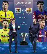 👈‏ | برشلونة يتحدي فياريال بالليغا الإسبانية لمواصلة الأنفراد بصدارة ا...