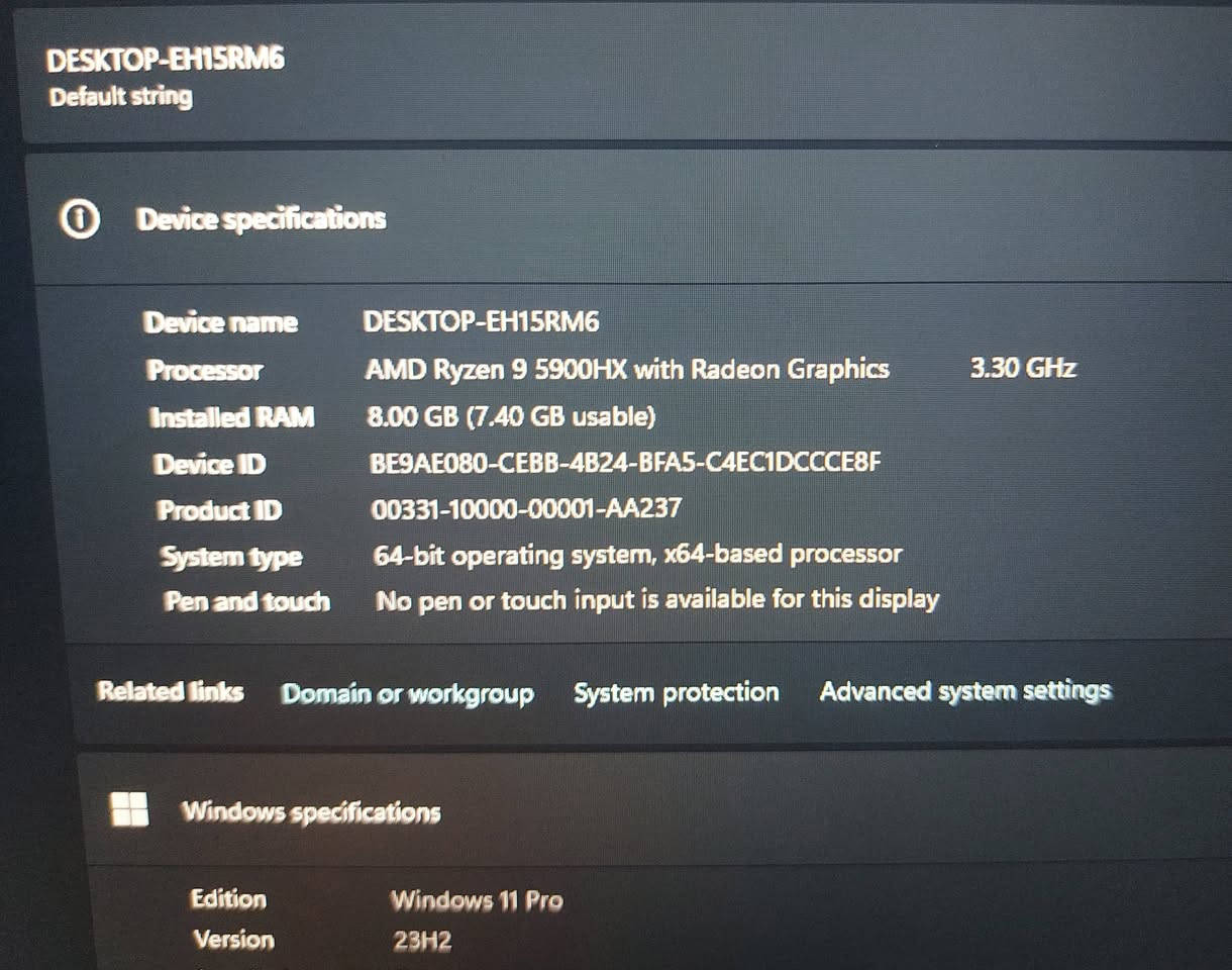 Mini Pc  : GenMachine - Ren5000
المعالج : AMD Ryzen 9 5900HX
الذاكرة العشوائية : Ram 8G
هارد التخزين : SSD 256G 
النظام : Windows 11 Pro
باقي التفاصيل موضحة بالصور 
السعر : 200 الف يوجد خدمة توصيل


**إذا كنت صاحب هذا الإعلان وتريد حذفه لأي سبب، رجاءا أرسل رسالة إلى الدعم الفني**