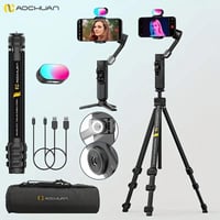 أستاند تصوير ذكي المثبت (Gimbal) يدويًا إلى  الأعلى.  ضع هاتفك في مشبك...