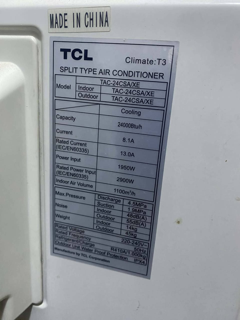 السلام عليكم ورحمه الله وبركاته
قطعة خارجية TCL طنين غاز 410 جديدة مكفولة من أي خلل بدون غاز السعر ٣٠٠ العنوان ابو الخصيب وإذا اكو مراوس بقطعة خارجية اراوس وأخذ فرق  ***********
