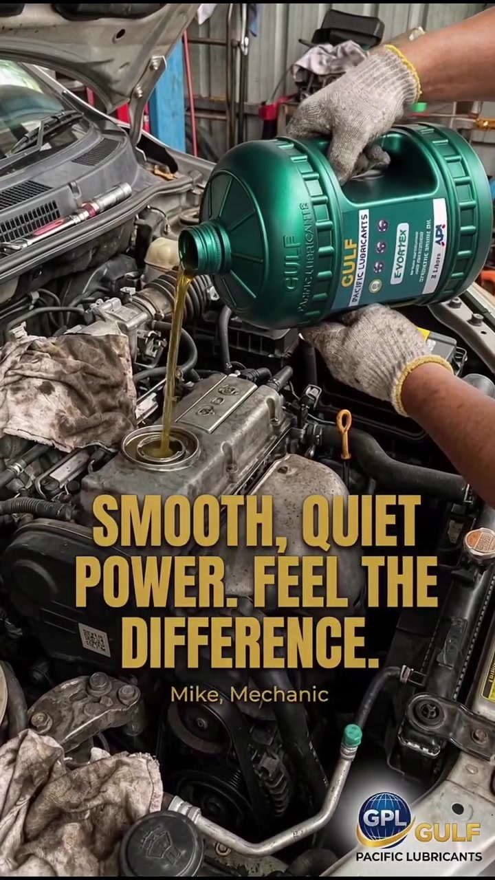 قوة سلسة وهادئة، اشعر بالفرق.
 Gulf Pacific Lubricants GPL FZC
 #EngineOil


**إذا كنت صاحب هذا الإعلان وتريد حذفه لأي سبب، رجاءا أرسل رسالة إلى الدعم الفني**