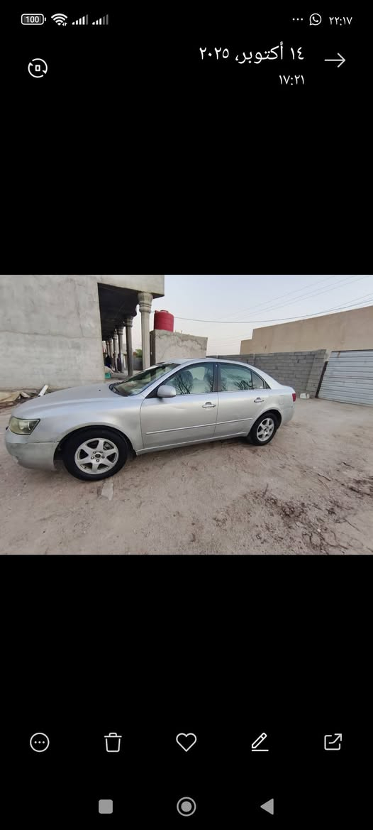 السلام عليكم سوناتا 2007وارد امريكي ضربة جاملغ بسيطة مكينة وكير لاتبخير ولاتنقيص مكينة3سلندر وبحالة جيدا 
توني مبدل درايم شفت وحدادية  تبريد تدفئة حساسات كلهة شغالة  للبيع اومراوس امراوس حسب الرغبة مكاني البصرة الزبير*********** سيارة فقط جراد بيها البصرة, العراق
