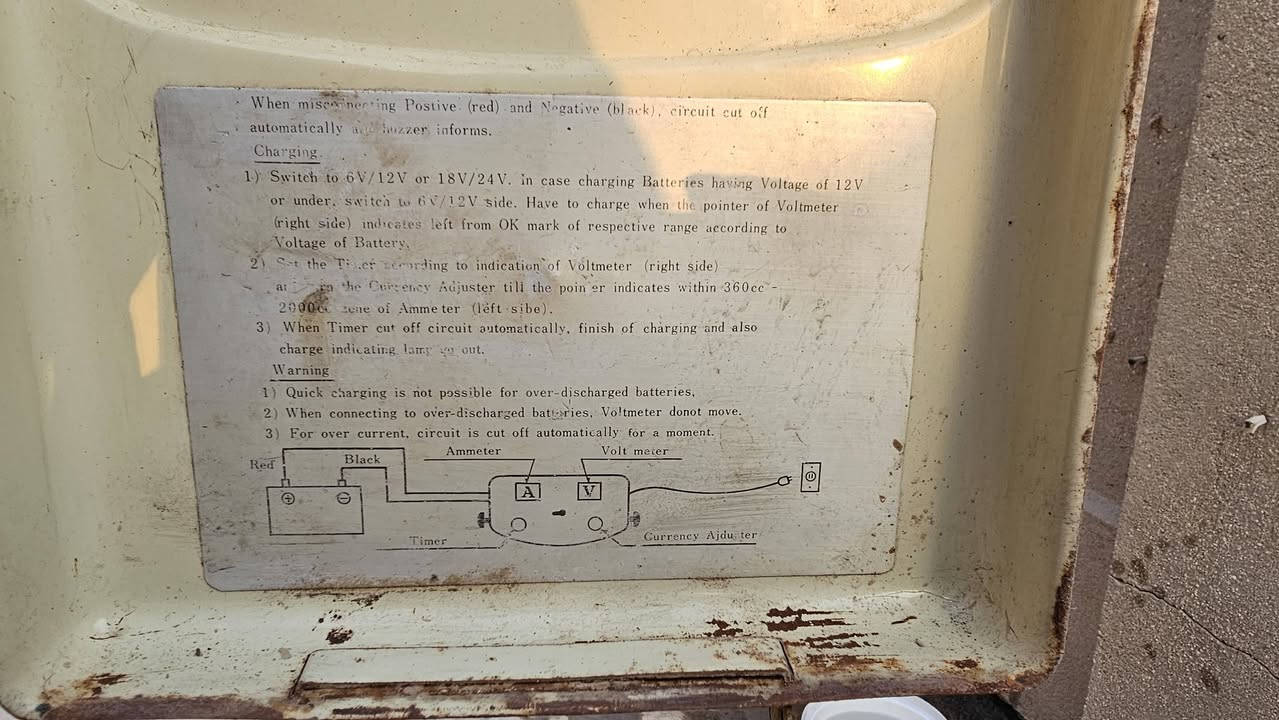 اخوان سلام عليكم شاحن بطاريات صنع ياباني شغاله تشحن ٦ فولت و١٢ فولت و٢٤ فولت سعر ٣٠٠  الاتصال ***********
