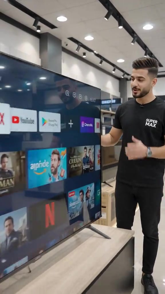 شاشة 75 ذكية 4k دقتها 2160 سمارت بدون اطار  التوصيل مجاناً  للحجز *********** ***********
