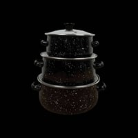 سيت قدور إيناميل • أغطية زجاجية • ٢٠/١٨/١٦ سم