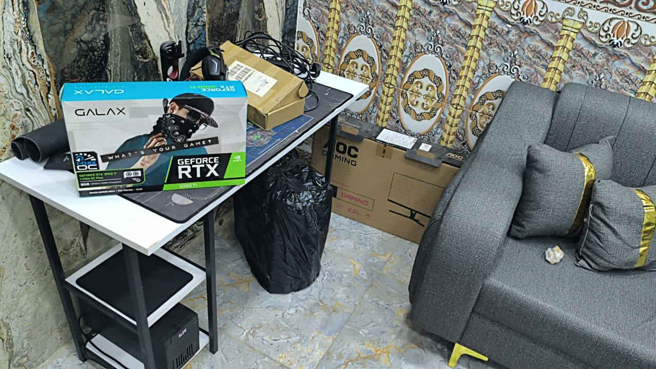 GEFORCE RTX 3060Ti 1-Click OC Plus 8GB
‏للــــــــــــــــــــــــــــــــبيع
‏AMD RYZEN 5650G
‏
‏FAN AMD
‏
‏MB B450M MSI A PRO MAX
‏
‏DDR4 8GB×2 3200 CORSAIR
‏
‏SSD ADATA SU750 512GB
‏
‏POWER SUPPLY FPS 600W
‏
‏CASE SATE K886
‏لكيبور ميكانيكي بلو سويتش 
‏الماوس بلاك شارك M2  وثاني من شركت دراغون 
‏ليوبي اس 1500 واط
‏الشاشة كيمنك 180 هيرتز سرعت لستجابة 0,5  لحجم 27
بغداد ماعندي توصيل
خلي سعرك بس مو مال موتة 
***********
