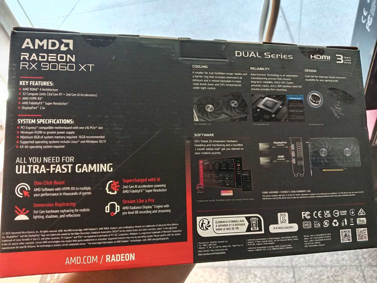 9060xt 16 GB Asus dull جديد ضمان وكالة    ثلاث سنوات السعر 780 الف مع وصل ضمان من  المكتب بغداد, العراق


**إذا كنت صاحب هذا الإعلان وتريد حذفه لأي سبب، رجاءا أرسل رسالة إلى الدعم الفني**