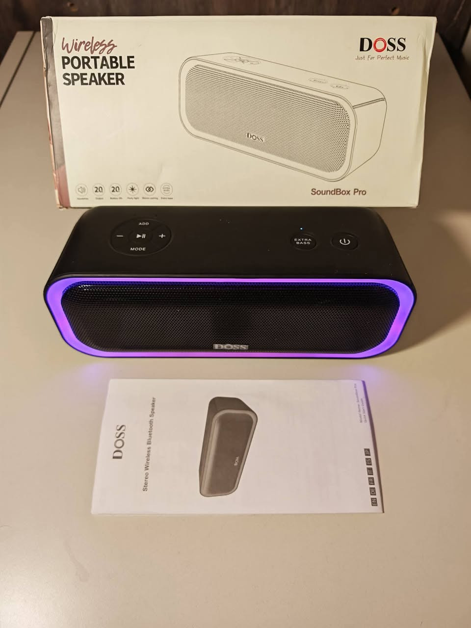 🔊 DOSS SoundBox Pro متوفر
سماعة بلوتوث قوية بصوت 20 واط ستيريو، مزودة بمضخمين صوتيين (Drivers) مع باس قوي وواضح. تحتوي على زر Extra Bass لزيادة قوة الجهير بضغطة واحدة. �
DOSS Audio +1
✅ مقاومة للماء بمعيار IPX6
✅ إضاءة LED متفاعلة مع الموسيقى بعدة ألوان
✅ بطارية تدوم لغاية 20 ساعة تشغيل
✅ بلوتوث 5.0 ومدى اتصال يصل إلى 20 متر تقريبًا
✅ إمكانية ربط سماعتين معًا للحصول على صوت ستيريو أقوى (TWS)
✅ تدعم مدخل AUX وكرت الذاكرة MicroSD �


**إذا كنت صاحب هذا الإعلان وتريد حذفه لأي سبب، رجاءا أرسل رسالة إلى الدعم الفني**