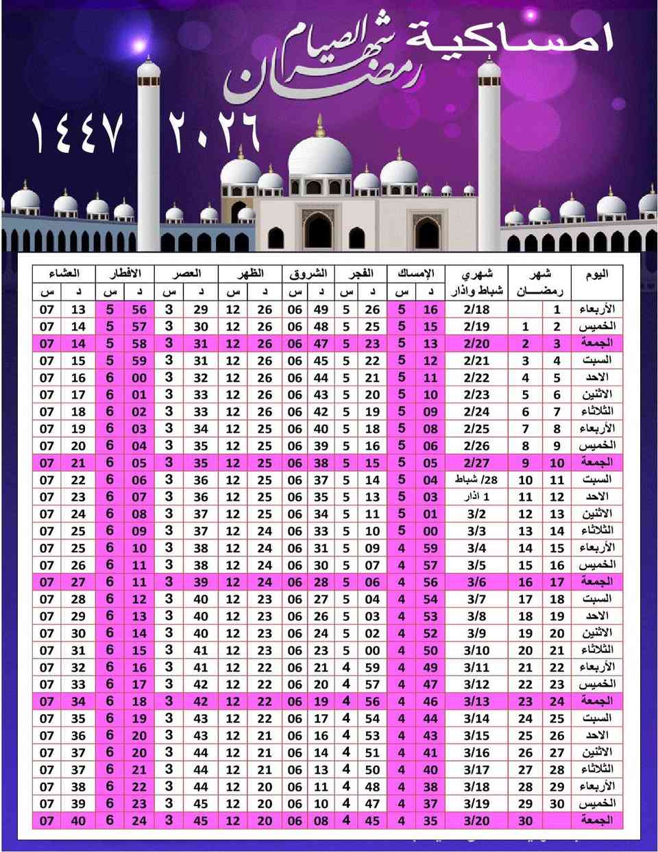 امساكيات رمضان لمدينة الموصل 
كل 100 قطعة 6 الالف نعم 6 الالف مع التوصيل مجاني  داخل الموصل نعم مع التوصيل المجاني بالاضافة نصمم وتشوف الصورة تحب تطبع بيها اسم محلك التجاري او اسم او صورة المتوفى. 
كذلك لدينا تصميم امساكيات خاصة 
لطلب مراسلة واتساب  ***********
او مراسلة الصفحة
