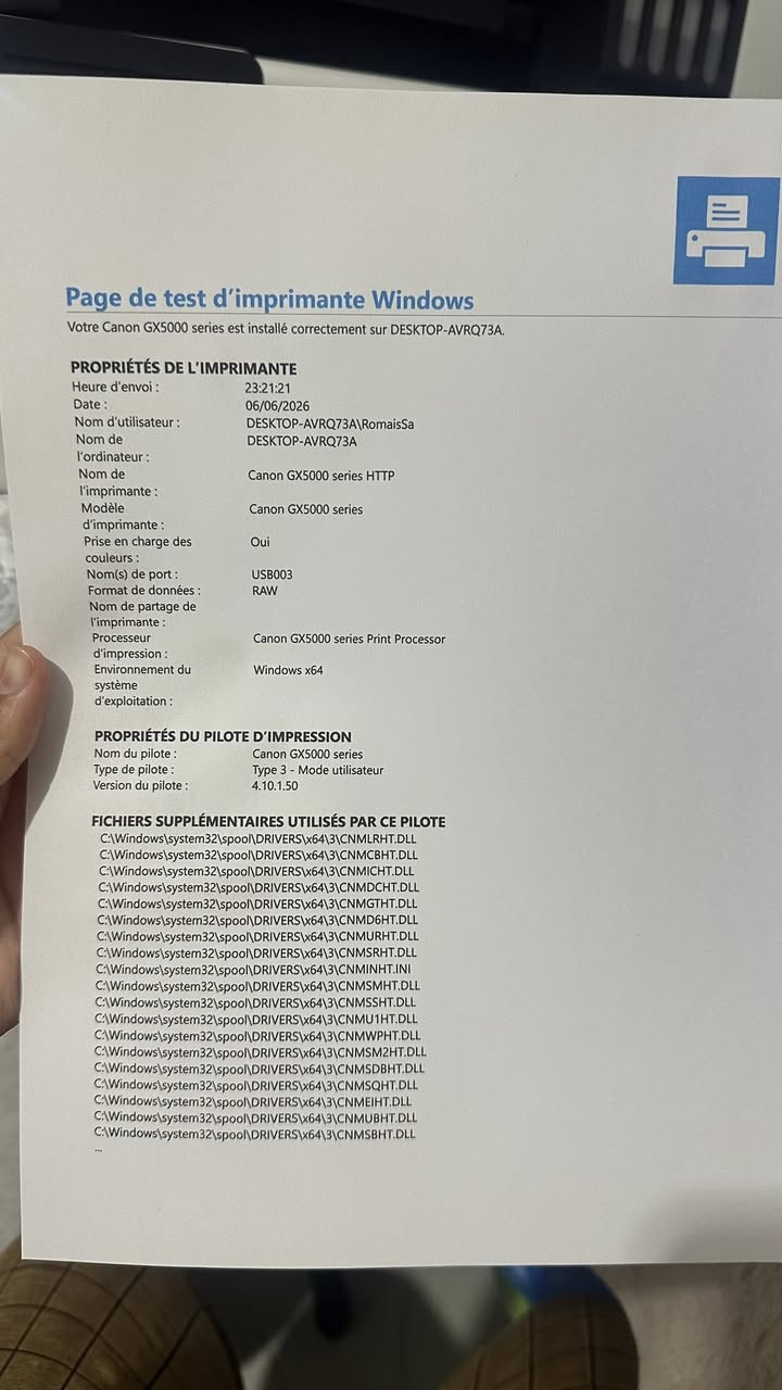 Canon MAXIFY GX5040

طابعة بحالة ممتازة، شبه جديدة، استُعملت فقط مرات قليلة للتجربة، والحبر فيها ممتلئ بالكامل وجاهزة للاستخدام.

✨ المميزات:

* اتصال WiFi للطباعة من الهاتف والكمبيوتر
* طباعة تلقائية وجه أمامي وخلفي (Duplex Auto)
* جودة طباعة عالية جدًا للألوان والنصوص
* اقتصادية جدًا في استهلاك الحبر

📌 ملاحظة: لا تحتوي على ماسح ضوئي (Scanner) ولا خاصية النسخ (Copy).

💰 السبب: غير مناسبة لطبيعة عملي photographe
📍 الحالة: ممتازة جدًا


**إذا كنت صاحب هذا الإعلان وتريد حذفه لأي سبب، رجاءا أرسل رسالة إلى الدعم الفني**