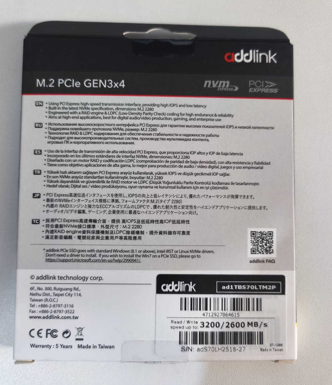 السلام عليكم
هارد m.2 للبيع

S70 Lite M.2 Nvme(1TB) addlink
 أصلي جديد (مستخدم 9 ايام فقط).
السعر 125 الف (سعر ثابت)
مكان بغداد ومتوفر توصيل


**إذا كنت صاحب هذا الإعلان وتريد حذفه لأي سبب، رجاءا أرسل رسالة إلى الدعم الفني**