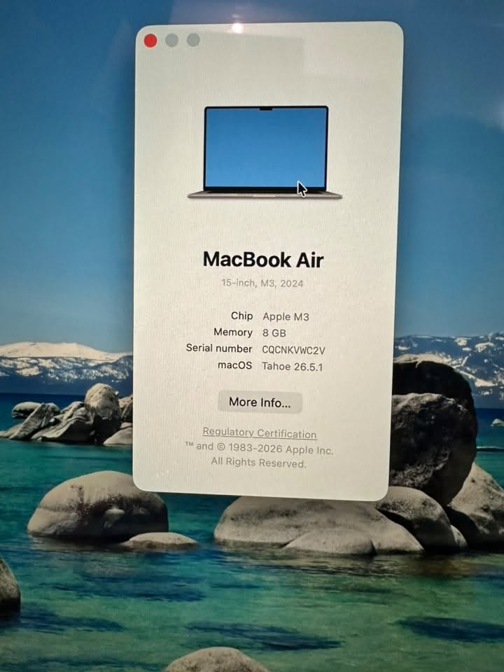 مرحبا عندي Mac Book Air m3
m3
15 inch 
8 GB 
512 SSD 
البطارية 100
مشحونة 7مرات فقط 
اللابتوب نظيف جداً استخدام قليل مع كامل ملحقاته 
السعر مليون و٥٠٠


**إذا كنت صاحب هذا الإعلان وتريد حذفه لأي سبب، رجاءا أرسل رسالة إلى الدعم الفني**