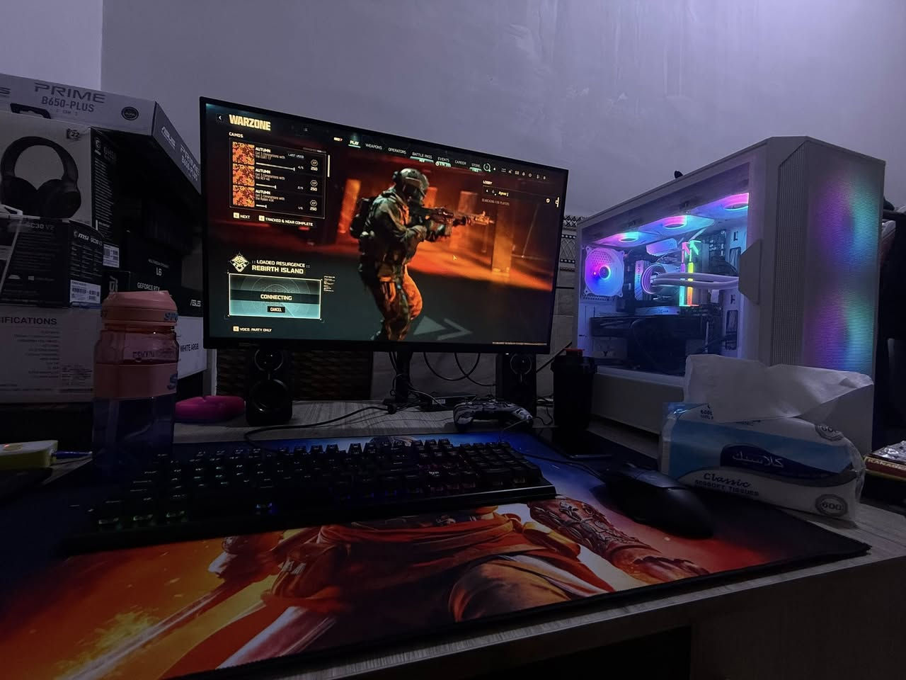 السلام عليكم  سعر نهائي رجائا الي مايشتري لا يكسر بالسعر طبعا الحاسبه نضيفه كلش وحتى استعمالها قليل جدا لان دراسه عندي وحاليا احتاجيت فلوس ودا ابيع 
صارت عليه 5660 خمسه مليون ونص 

السعر النهائي للتجميعه 3.500 ثلاثه مليون ونص كلها كلشي موجود بالصور 

تواصل واتساب *********** 
او راسلني خاص 

السعر ثابت 🔓

شاشه ms 240HZ 
كرسي كيمنك اضبط نوعيه
يوبي اس فاربر الاصلي اونلاين 
ميز خشب اصلي يخبل كلون وترتيب
سماعه msi الاصليه 
جوستك ناكون الاصلي
حوستك msi الاصلي
سماعات خارجيه مكبرات صوت

ادابتر وماوس باد عدد ٢ وكيبل عرض 

️ مواصفات التجميعة
 1. Case:
ANTEC NX416L WHITE RGB
 2. Power Supply:
ASUS PRIME AP-750G
PCIE5 GOLD MODULAR
 3. Motherboard:
ASUS PRIME B650-PLUS
 4. Graphics Card:
ASUS RTX 4070 SUPER
DUAL 12GB OC
 5. UPS:
FARBER 2KV ONLINE UPS
 6. Mouse:
LOGITECH G502X WIRE
 7. Headset:
MSI GH50 IMMERSE WIRELESS
 8. RAM:
PREDATOR 2×16GB
6000MHz CL30 VESTA RGB EXPO
 9. Processor:
R7 7800X3D
 10. Keyboard:
RED DRAGON ARYAMAN K569
 11. CPU Cooler:
THERMALRIGHT FROZEN
NOTTE 360 WH
 12. Wireless Adapter:
TP-LINK WIRELESS ADAPTER
 13. Storage:
WD M.2 NVME 1TB
SN850X GEN4

Samsung 990 PRO NVMe
سعة 2T
