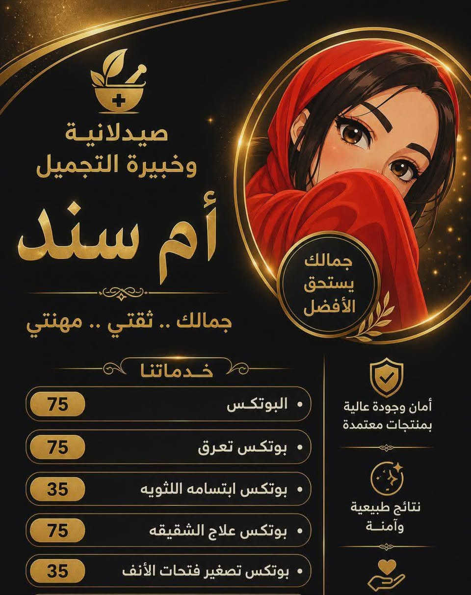 بنات عرووووض يم ام سند  جنن وشغل ولا غلطه الله شاهد عن تجربه. تعامل حلو وعروضات العيد يم ام سنودي وبس لحكن بنات للامانه شغل مضبوط ستغلو العرض  وخلن تغيرات العيد يم ام سنودي مطلعن اله وراضيات بنتيجه الي تعجبجن للامانه


**إذا كنت صاحب هذا الإعلان وتريد حذفه لأي سبب، رجاءا أرسل رسالة إلى الدعم الفني**