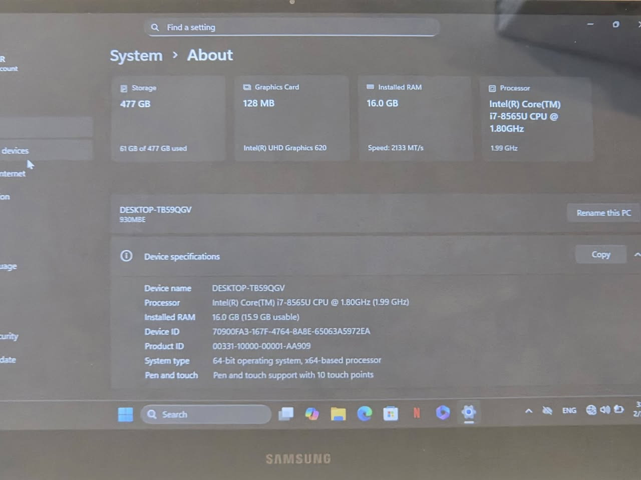 لابتوب سامسونج
Notebook 9 pro 13.3 نوت بوك 
قلاب يصير ايباد وشاشة بدقة جدا عالية 🔺️
يدعم لمس ١٠ اصابع + قلم 

Core i 7 8gen

الوزن 1.29kg

جدا خفيفة 
السمك 13.9 mm 

مستخدم قليل وكلش نظيفة 

السعر ٤٥٠ الف 
بغداد  
للتواصل واتساب ***********
