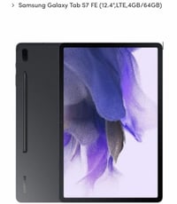 ايباد s7 fe للبيع ذاكره ٦٤ و حجم الشاشه ١٢.٤ يدعم الشريحه و رام خارجي ...