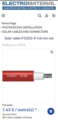 يتوفر كيبل الواح شمسية 6ملم تك احمر فقط تركي 07702804900 سعر المتر 225...