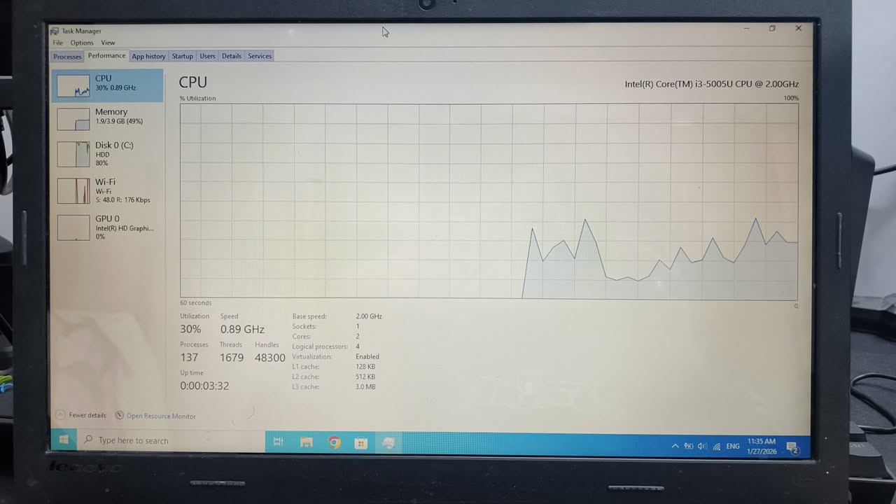 السلام عليكم لابتوب لينوفو مستعمل للبيع بسعر مناسب جدا
السلام عليكم
لابتوب لينوفو للبيع للتصفح او الدراسة او العمل المكتبي المواصفات:
معالج i3 جيل السادس
رام 4 كيكا
هارد 500 كيكا
كارت شاشة 2كيكا
 الابتوب بدون بطارية و يجي وياه شاحن اكو 4 ازرار على الكيبورد ملزوكات و يشتغلن و بيه وايفاي و بلوتوث و شاشة كبيرة و وزنه مناسب 
السعر: 100 الف 
مكاني بغداد الاعلام
للتواصل على الواتس او الماسنجر ***********
