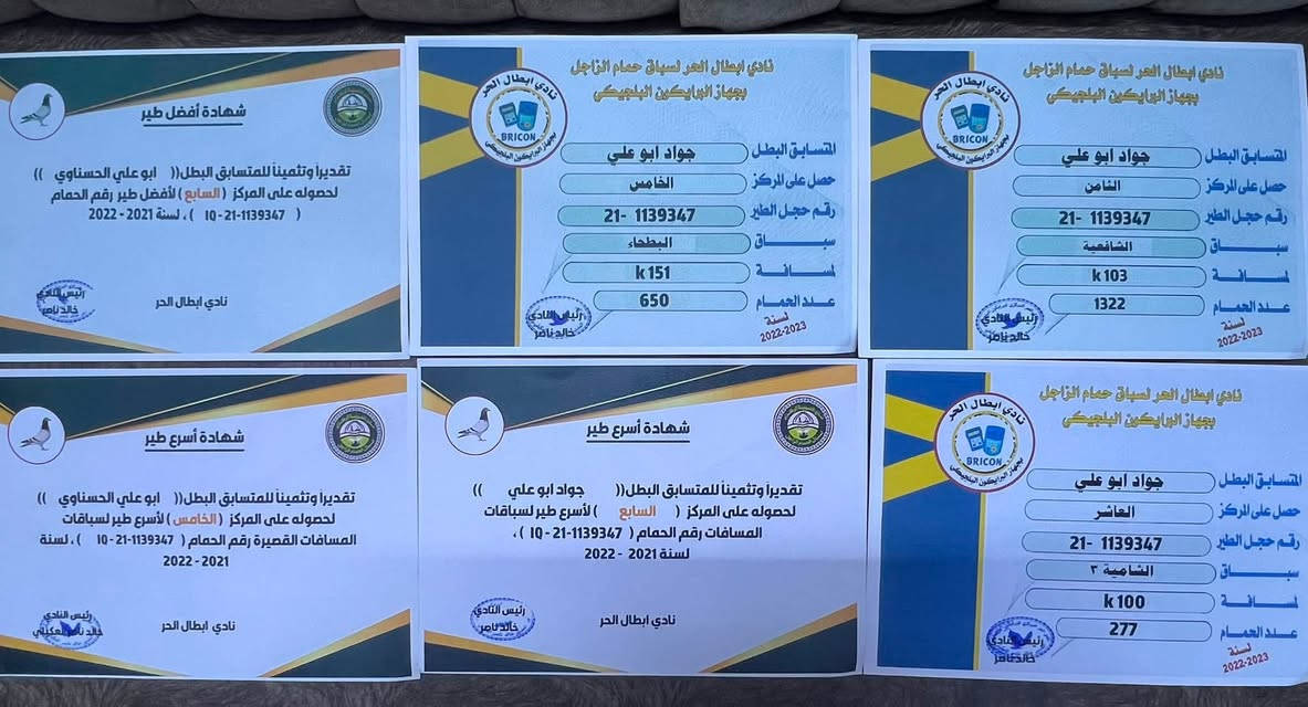 متاح
افراخ زازات من خيرة السلالات الاب بطل بجنحة

الاب ⏪️ بطل بجناحة كل تسجيلاته بالعشرة

الطيرهذا سوبر سنتين  مسابق 

الام ⏪️ من خطوط المميز ابو نايف الشمري 

الاب بطل 13 سوبرعلى دمج الكرخ واخونجمة الاول سوبر ايس

الام حفيدة كتل  نيو كتل

بغداد  حي  جميلة

***********

#بغداد #البصرة #الموصل #النجف #الديوانية #بابل #الناصرية #العمارة #كركوك #ديالى #زاجل #الانبار #دهوك #اربيل #سليمانية #كربلاء #الكوت #السماوة #صلاح_الدين
