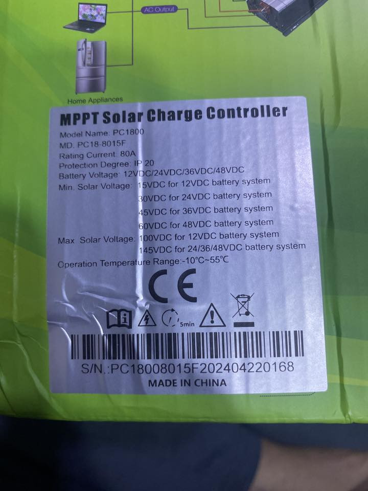 منظم شحن شمسي MUST MPPT 80A
السعر المطلوب 215 الف 

منظم ذكي فائق الكفاءة، مصمم للمنظومات المتوسطة والكبيرة لضمان استغلال أقصى طاقة ممكنة من الألواح بنسبة تحويل تصل إلى 98%.
• تقنية MPPT: ترفع كفاءة الشحن بنسبة 30% مقارنة بالمنظمات التقليدية.
• نظام ذكي: تعرف تلقائي على جهد البطاريات (12V / 24V / 36V / 48V).
• قدرة دخول عالية: يتحمل جهد ألواح (PV) يصل إلى 145 فولت.
• شاشة LCD: مراقبة فورية للجهد، التيار، وحالة الشحن.
• حماية شاملة: أنظمة متطورة ضد التماس، القطبية المعكوسة، والحرارة الزائدة.


**إذا كنت صاحب هذا الإعلان وتريد حذفه لأي سبب، رجاءا أرسل رسالة إلى الدعم الفني**