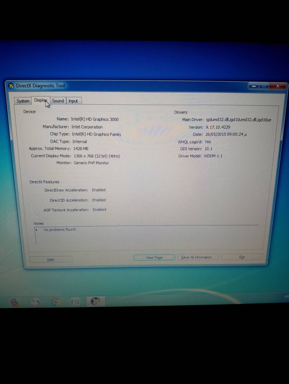 السلام عليكم لابتوب Dell للبيع
مواصفات 
Cpu i5 2520
Gpu intel hd3000
Ram 8 
Hdd320
شاشه 60هرتز 
15انج
مع كامل ملحقات جنطه و شاحنه 
سعر130 بي مجال
متوفر توصيل 
باقي مواصفات بل صور


**إذا كنت صاحب هذا الإعلان وتريد حذفه لأي سبب، رجاءا أرسل رسالة إلى الدعم الفني**