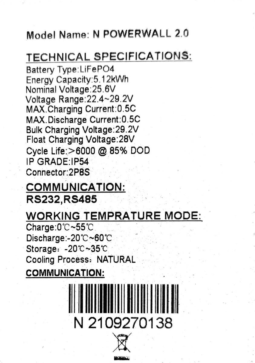 منظومة للبيع 
السلام عليكم
عندي منظومة مستعملة للبيع تتكون من بطاريتين ليثيوم فوسفات الحديد سعة الوحدة منهما 5.12kWh عدد 2عدد دوراتها الكلي 6000المستعمل منهما تقريباً 800 موضحة بالصور مواصفات أكثرو
إنفرتر حجمه 3.2KW تقريباً يتحمل 13.9 أمبير وأيضاً موضحة مواصفاته بالصورة
مكاني بغداد 
اي استفسار على الخط او الواتساب 
***********
السعر 2.600.000
