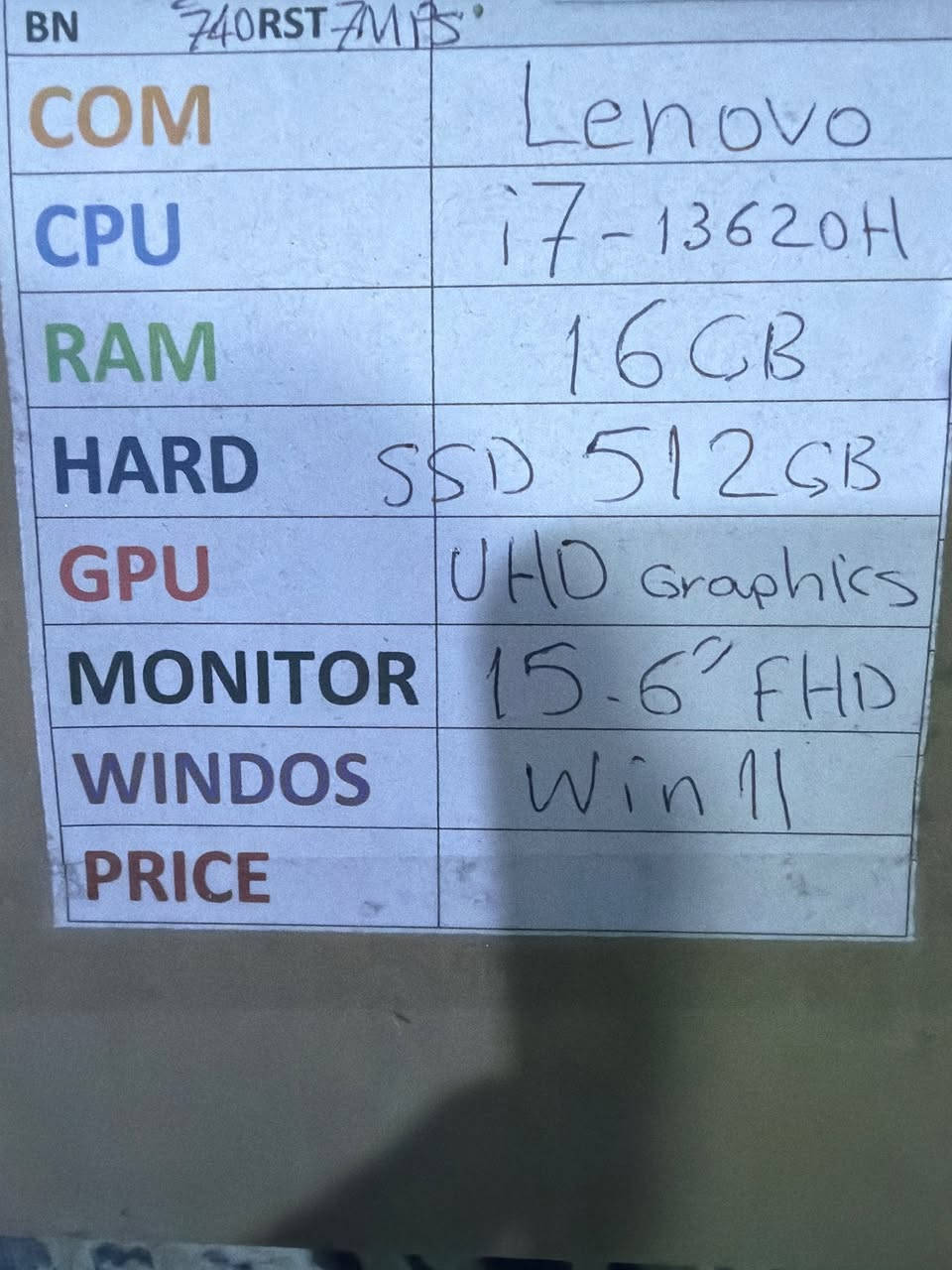 لابتوب Core i7 جيل 13 – RAM 16GB – نظافة 100%

للبيع لابتوب كسر كارتون، مشتريه من أقل من سنة واستعماله قليل جدًا، نظافة 100/100 وما بي أي مشاكل، الجهاز سريع وممتاز للدراسة، العمل والبرامج.

المواصفات:

* المعالج: Intel Core i7-13620H – الجيل 13
* الرام: 16GB DDR5 – سرعة 4800 MT/s
* التخزين: 512GB
* كرت الشاشة: Intel UHD Graphics
* نظام 64-bit

الجهاز استعمال شخصي ومحافظ عليه، حالته شبه جديدة.

سبب البيع: عدم الحاجة إليه.
السعر: 750 الف قابل للتفاوض بالمعقول

التواصل رقم الهاتف *********** واتساب
